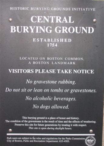 Central Burying Ground sign